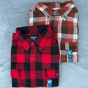 Faded Glory Men's Plaid Button Down Shirts - Red and Brown
